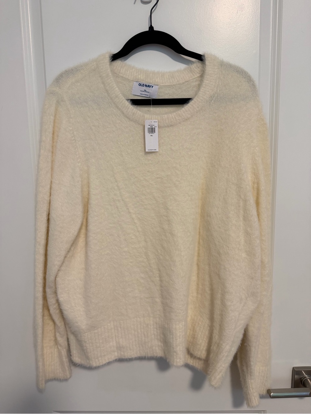 Old Navy Ivory Cozy Fuzzy Crewneck Sweater - Women's